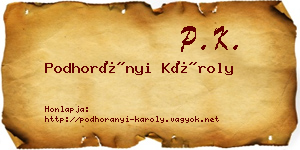 Podhorányi Károly névjegykártya